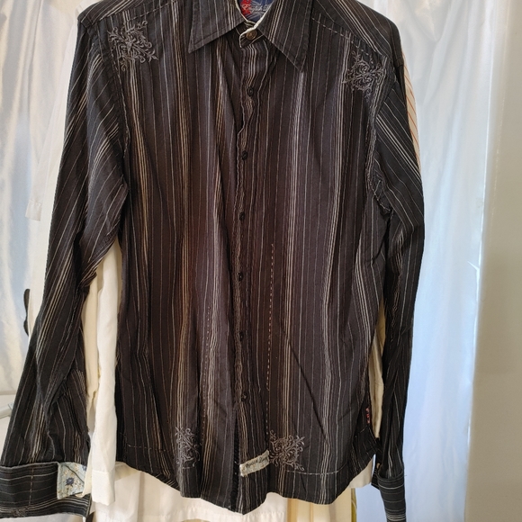 English Laundry hand-sewn hand laundered striped embroidered button down shirt S - Picture 1 of 9